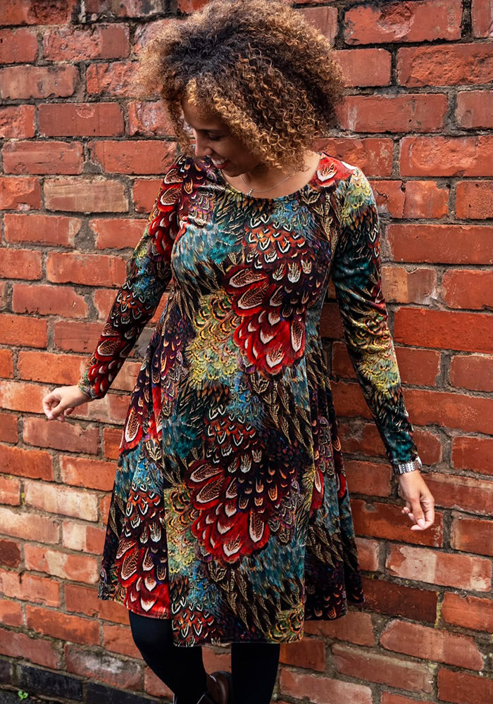 Kiria Brown Feature Print Trapeze Dress