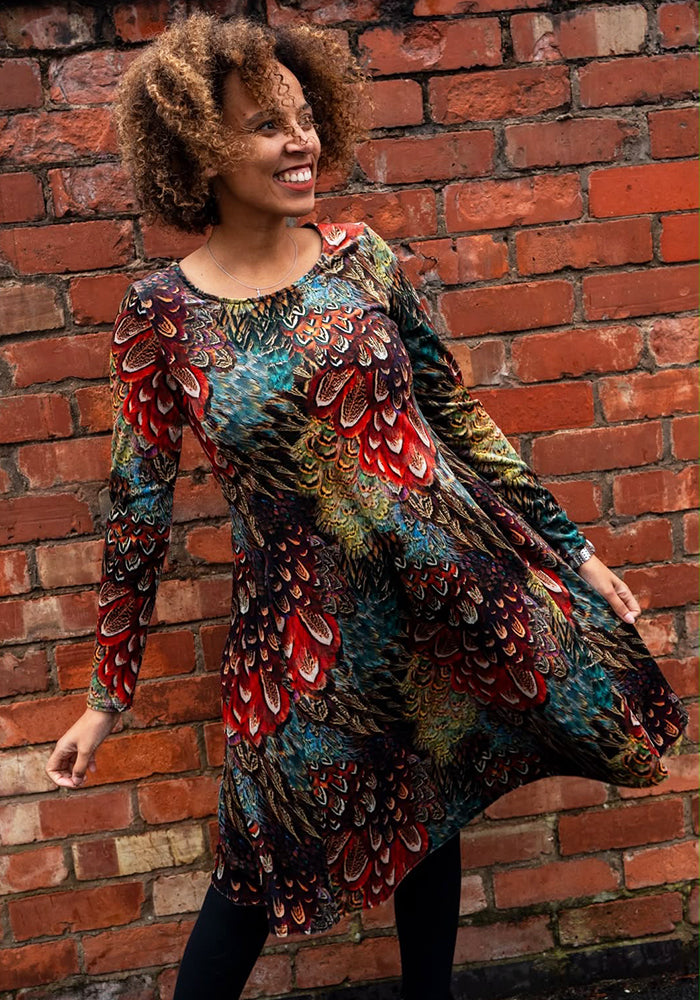 Kiria Brown Feature Print Trapeze Dress