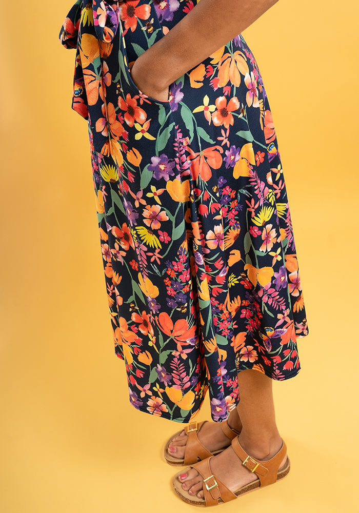 Kaelyn Butterfly Meadow Print Midi Dress