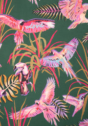 Kari Flying Parrots Print Midi Dress