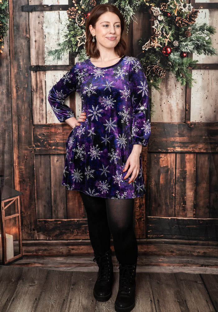 Kasia Purple Snowflake Print Tunic