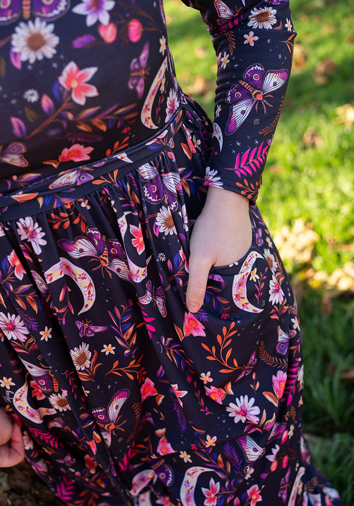 Kaltain Moths and Moon Print Midi Dress