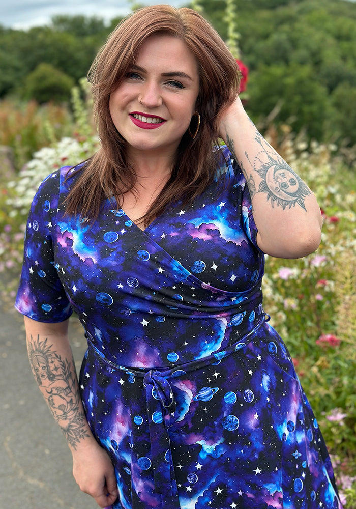 Kathryn Night Sky Planets Print Dress