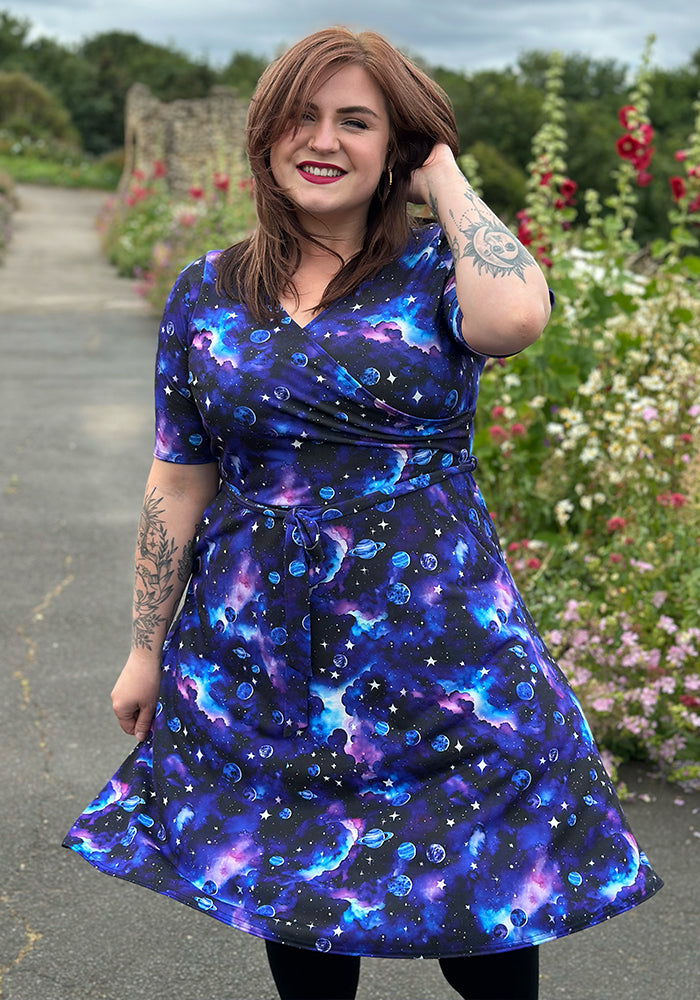 Kathryn Night Sky Planets Print Dress