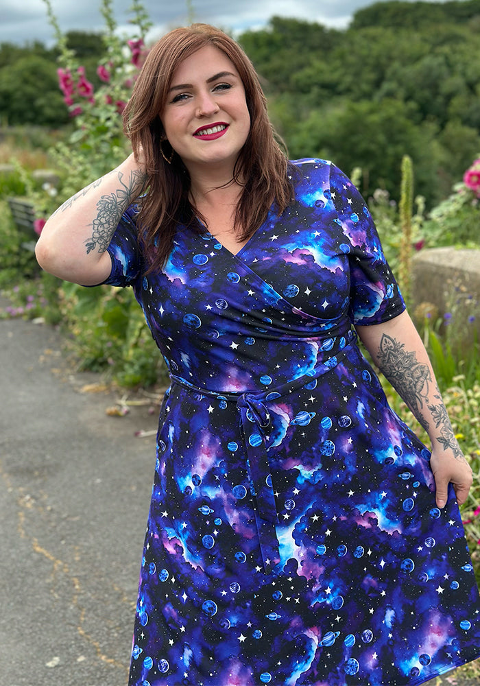 Kathryn Night Sky Planets Print Dress