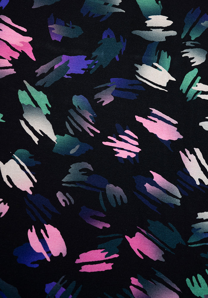 Kaye Brushstrokes Print Cotton Tiered Hem Dress
