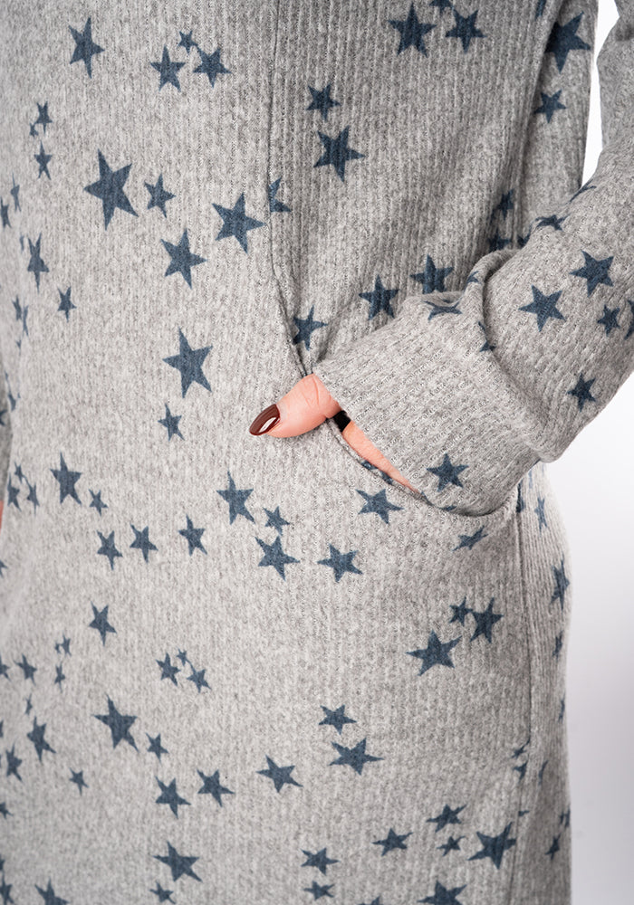 Seventh angle of Kea Star Print Hooded Lounge Wear Dress