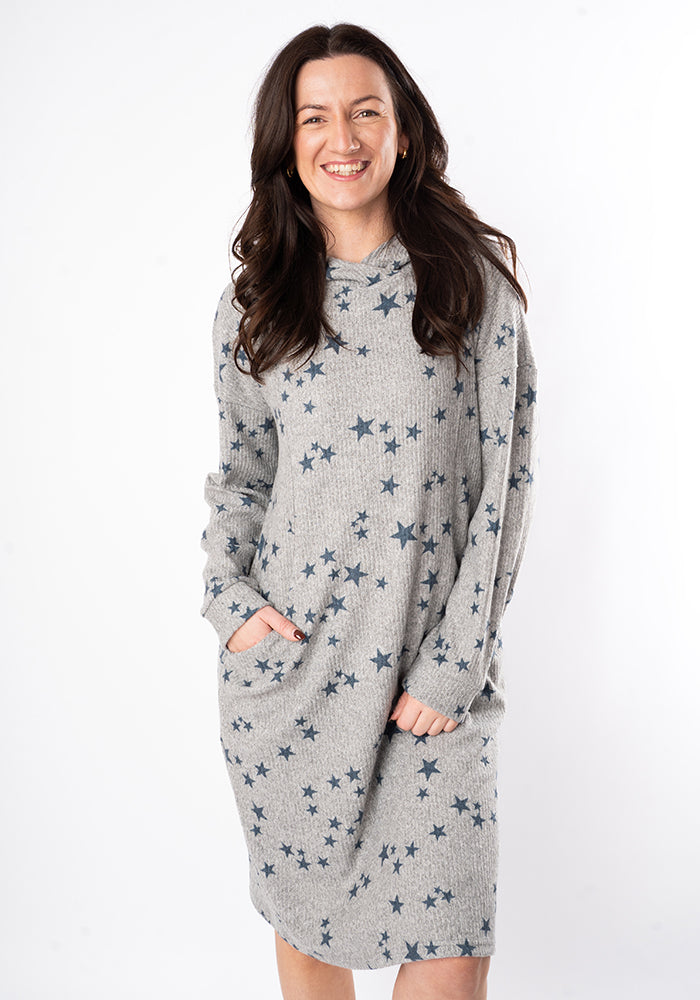 Sixth angle of Kea Star Print Hooded Lounge Wear Dress
