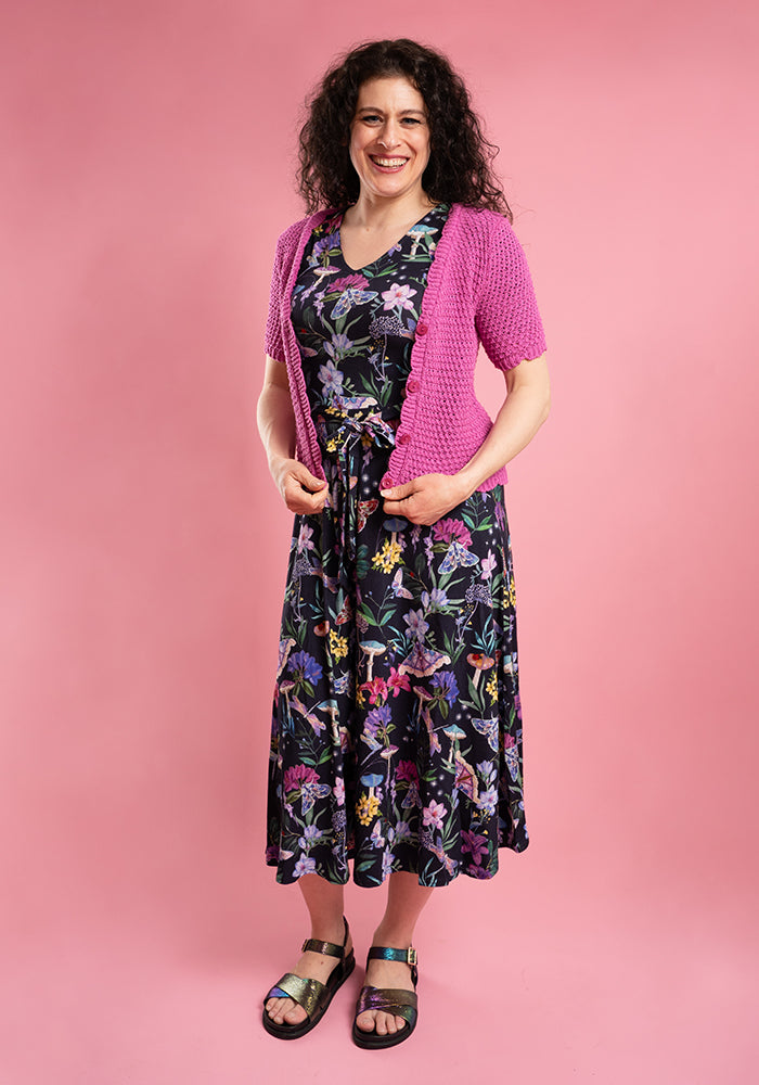 Sixth angle of Keaton Toadstool Floral Print Viscose Midi Dress