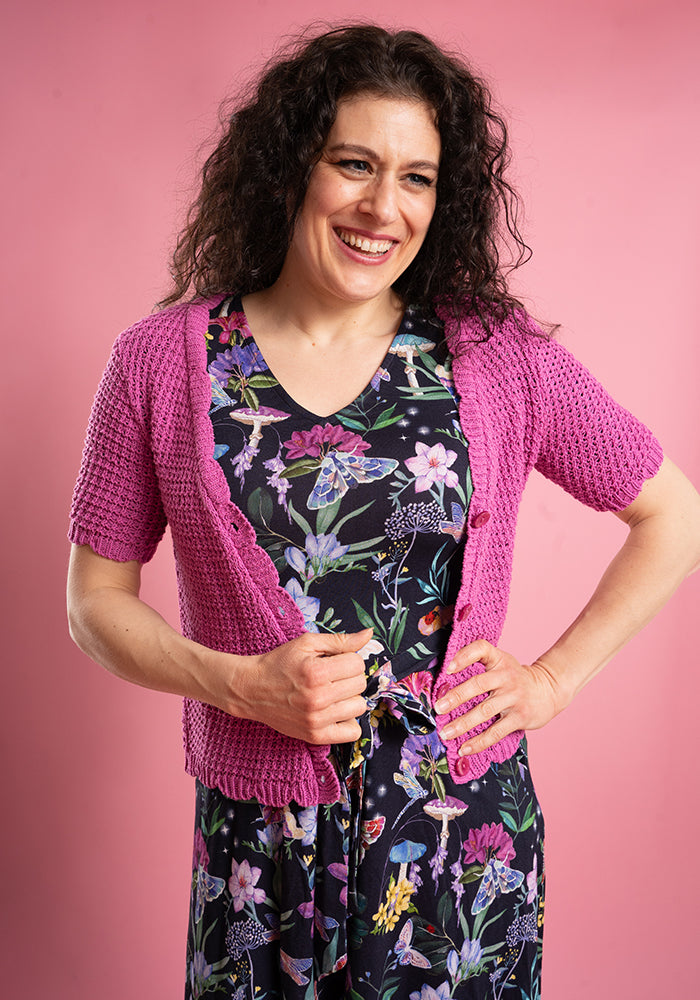 Fifth angle of Keaton Toadstool Floral Print Viscose Midi Dress