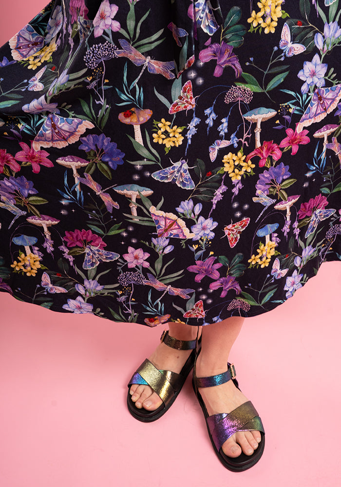 Second angle of Keaton Toadstool Floral Print Viscose Midi Dress