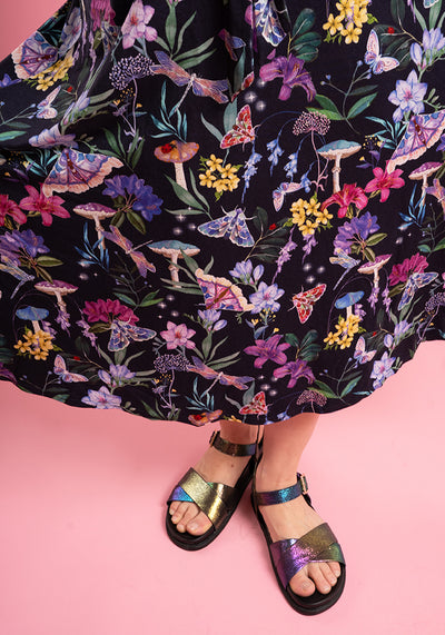 Keaton Toadstool Floral Print Viscose Midi Dress