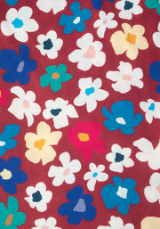 Keegan Stencil Flower Print Tiered Hem Midi Dress