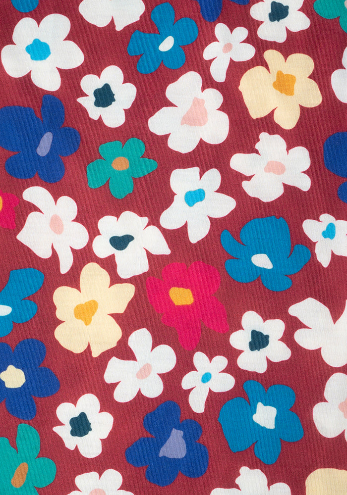 Keegan Stencil Flower Print Tiered Hem Midi Dress