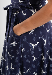 Keiko Whales Print Cotton Dress