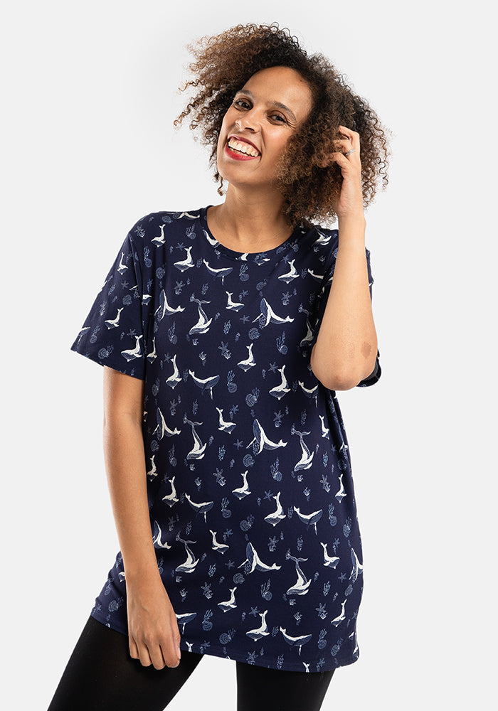 Keiko Whales Print Unisex Cotton Adults T-Shirt