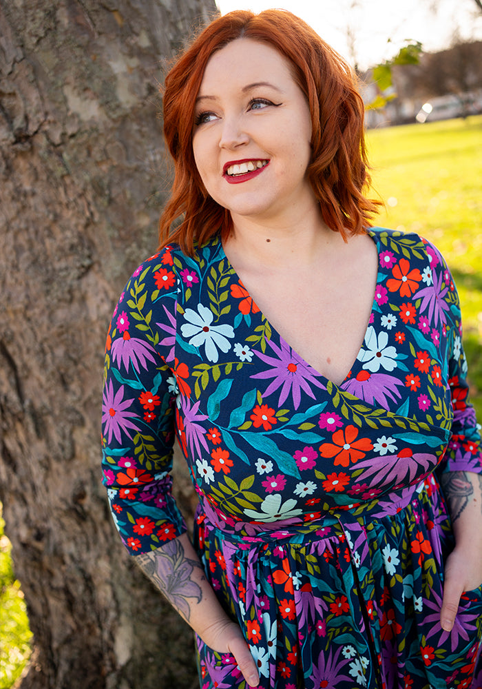 Tenth angle of Keily Modern Floral Print Cotton Midi Dress