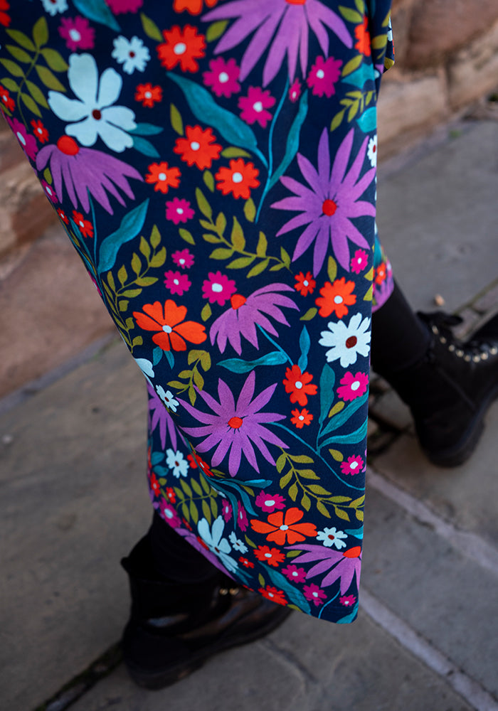 Fourth angle of Keily Modern Floral Print Cotton Midi Dress