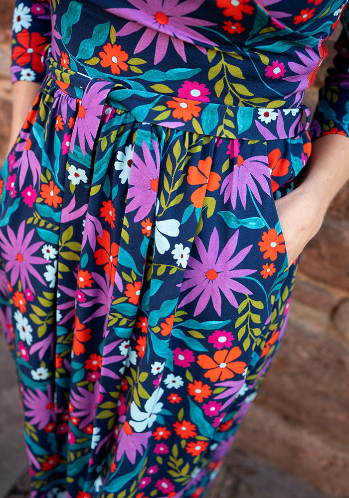Ninth angle of Keily Modern Floral Print Cotton Midi Dress