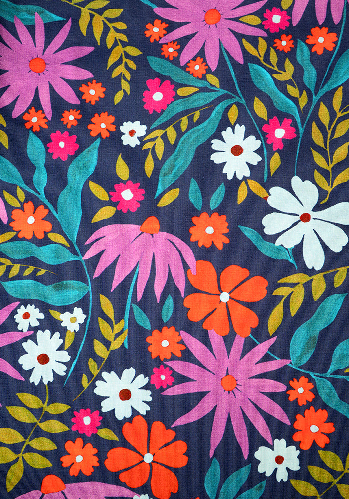 Second angle of Keily Modern Floral Print Cotton Midi Dress