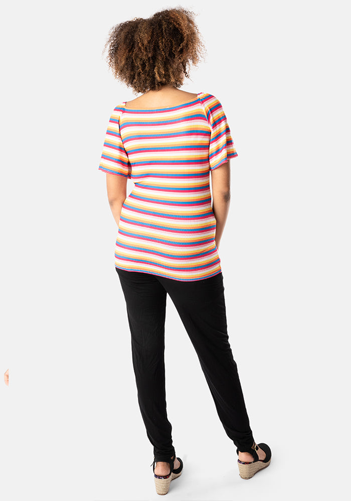 Kellie Multi Coloured Stripe Square Neck Top