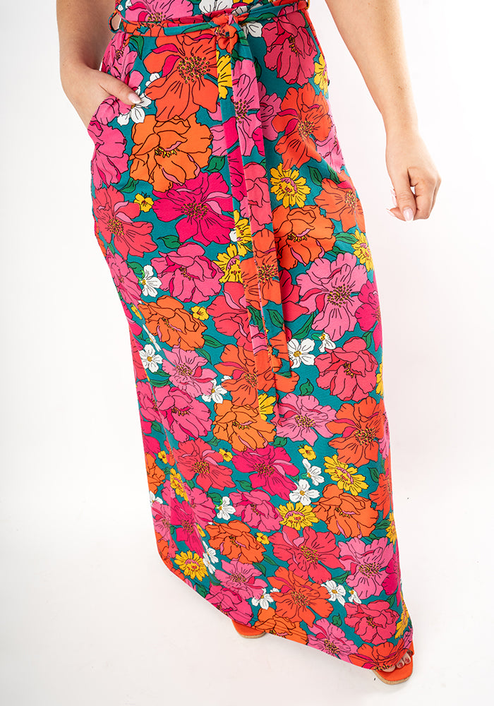 Kendall Bold Floral Print Cotton Maxi Dress