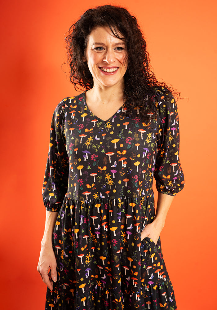 Seventh angle of Kenzi Botanical Mushroom Print Dress