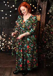 Kerensa Holly & Snow Print Cotton Midaxi Dress