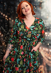 Kerensa Holly & Snow Print Cotton Midaxi Dress