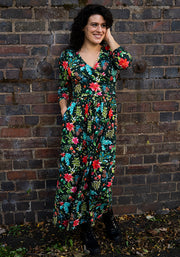 Kerensa Holly & Snow Print Cotton Midaxi Dress