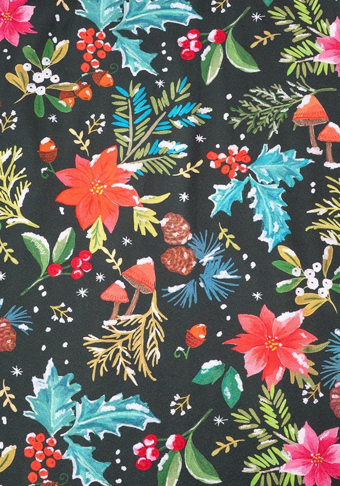 Kerensa Holly & Snow Print Cotton Midaxi Dress