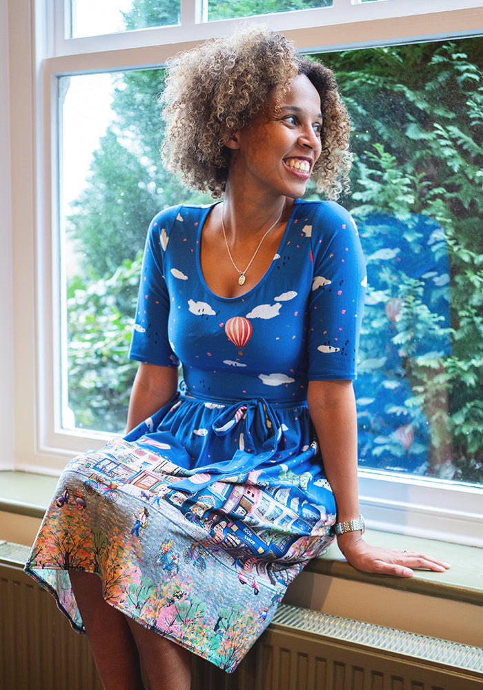 Kerstin Bookstore Street Print Cotton Dress