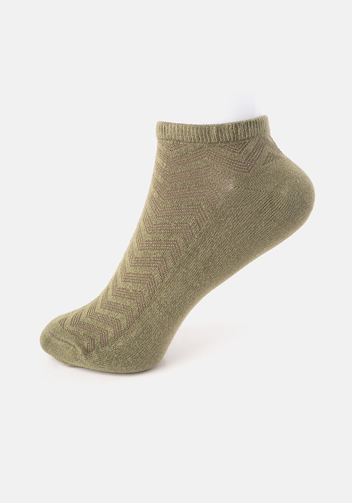 Second angle of Khaki Bamboo Trainer Socks