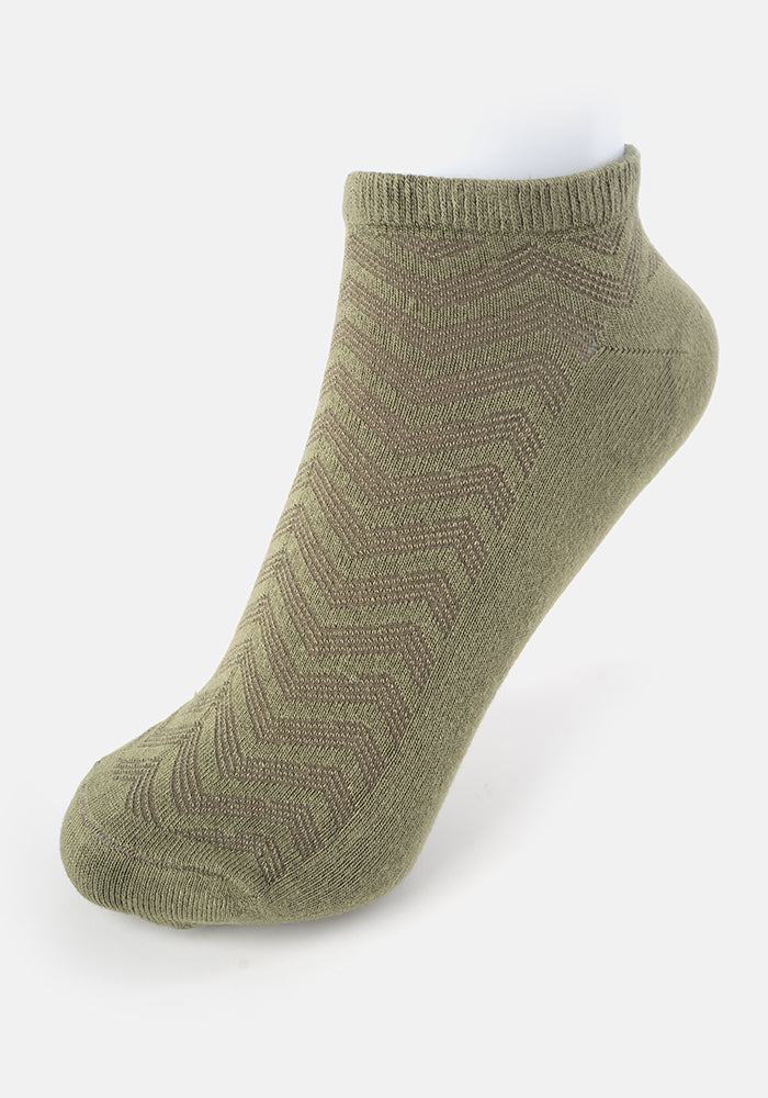 Front view of Khaki Bamboo Trainer Socks