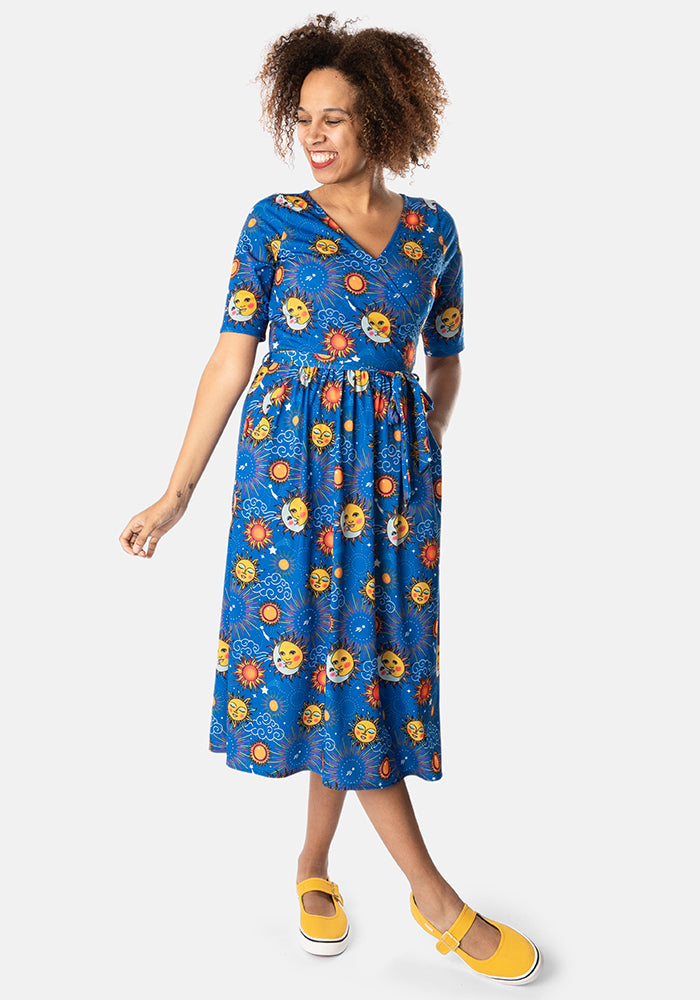 Khaleesi Sun & Moon Print Midi Dress