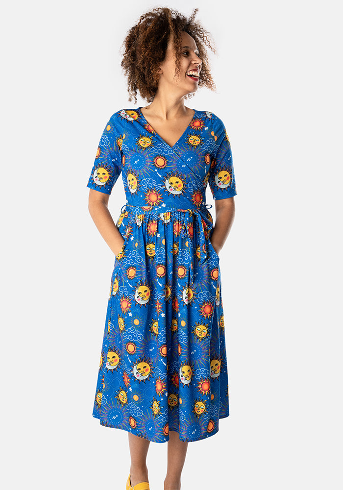 Khaleesi Sun & Moon Print Midi Dress