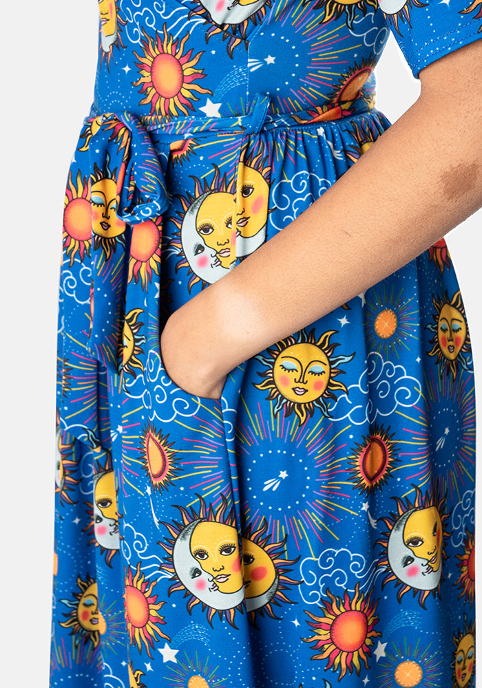 Khaleesi Sun & Moon Print Midi Dress