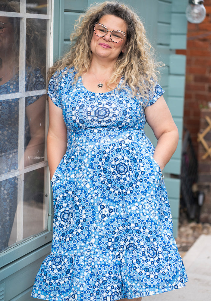 Kiara Blue Tile Print Dress Kiara Blue Tile Print Dress