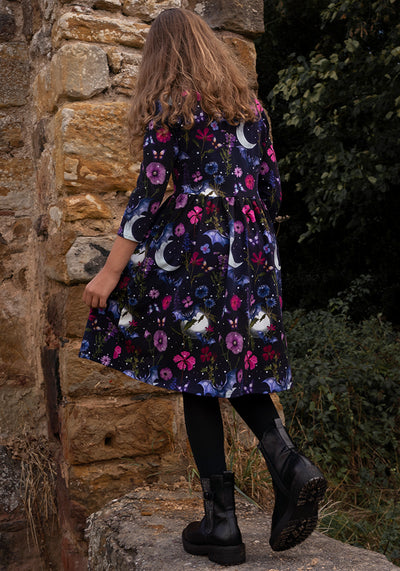 Children's Bat Floral Print Dress (Selvina)