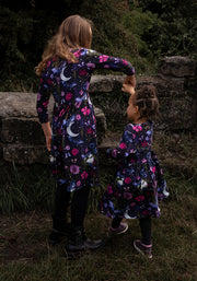 Children's Bat Floral Print Dress (Selvina)