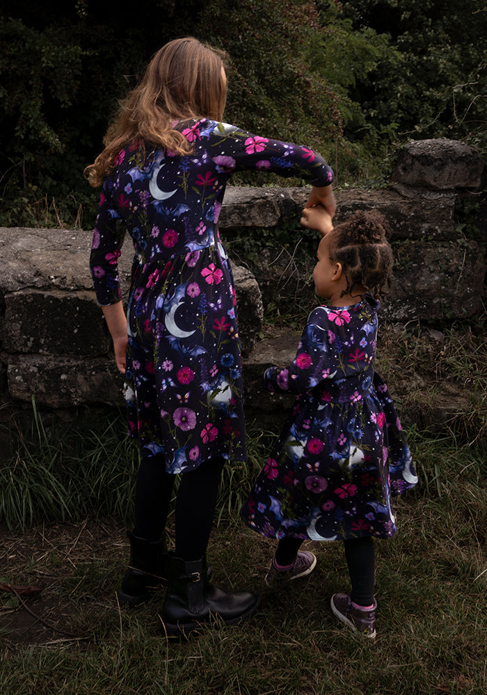 Children's Bat Floral Print Dress (Selvina)