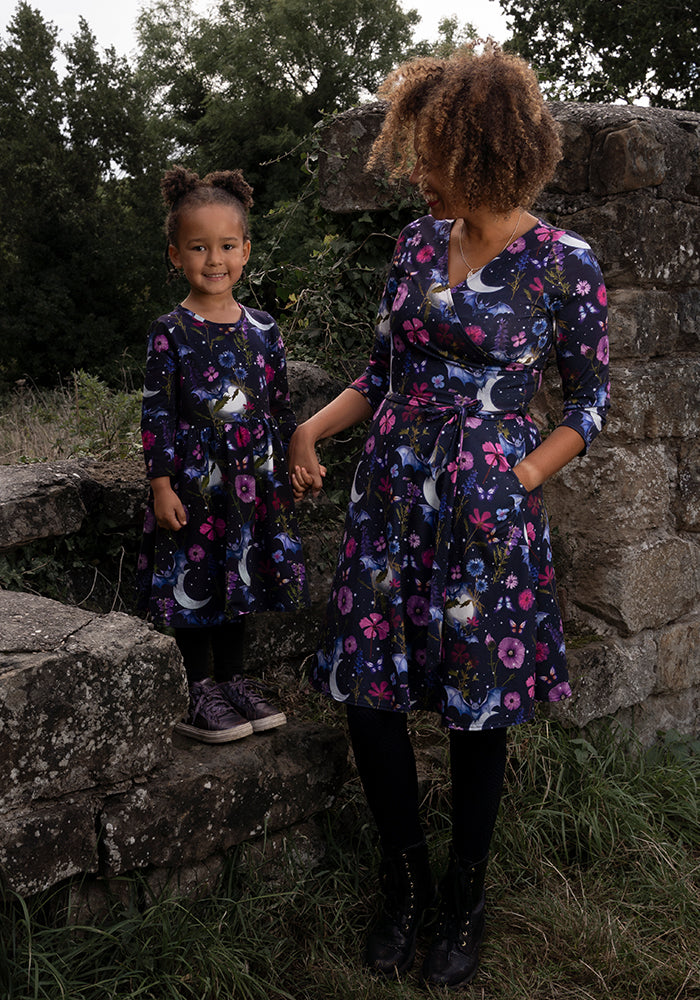 Children's Bat Floral Print Dress (Selvina)