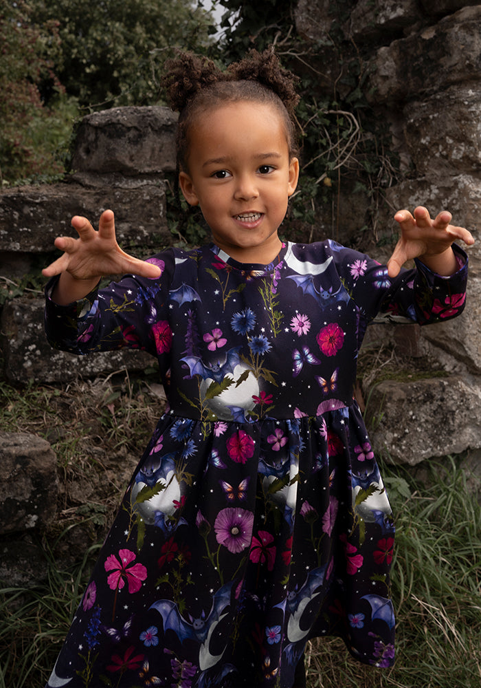 Children's Bat Floral Print Dress (Selvina)