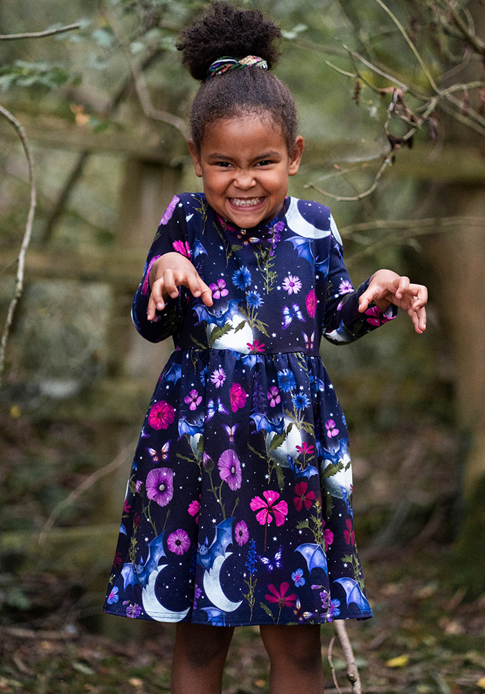 Children's Bat Floral Print Dress (Selvina)