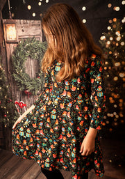Children's Robins Print Cotton Dress (Jove)