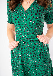 Kirbie Scribble Print Tiered Hem Cotton Midaxi Dress