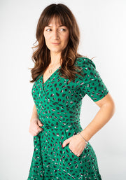 Kirbie Scribble Print Tiered Hem Cotton Midaxi Dress