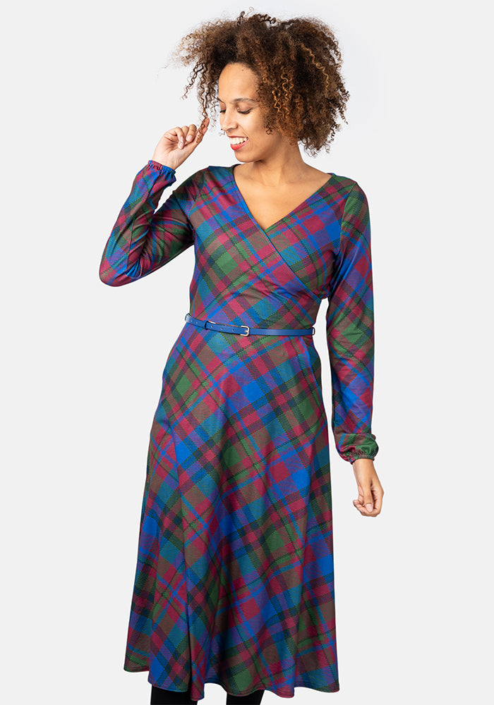 Kirby Winter Check Print Midi Dress