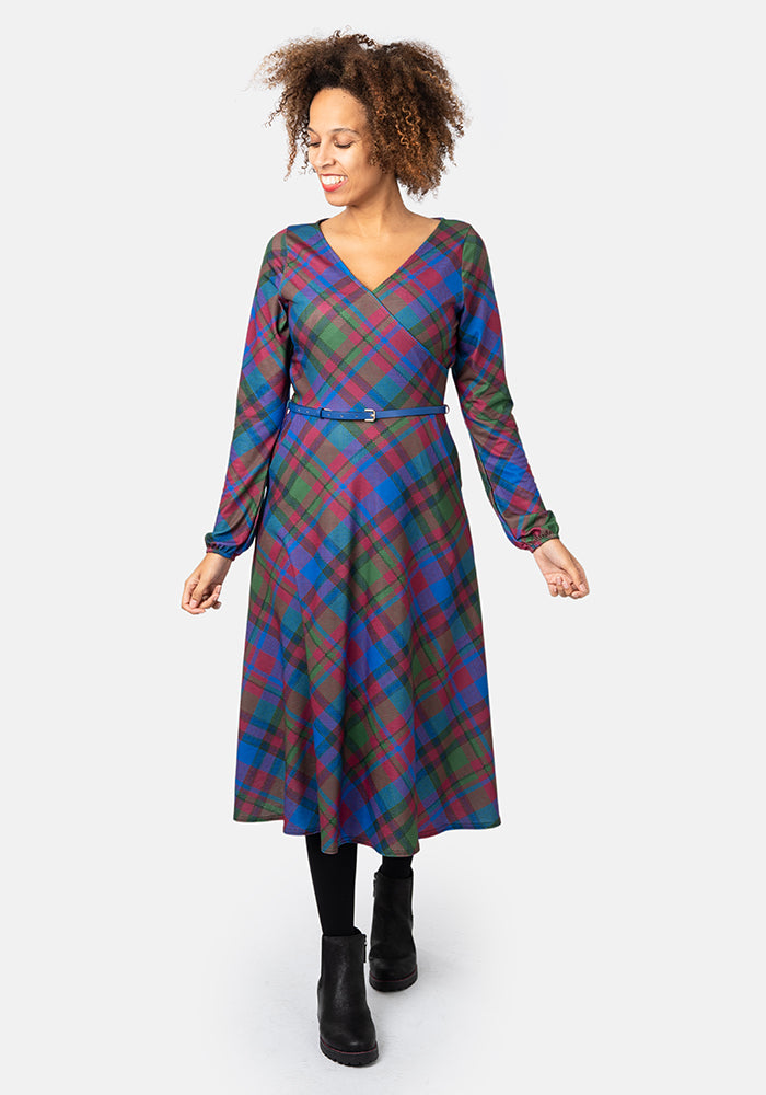 Kirby Winter Check Print Midi Dress