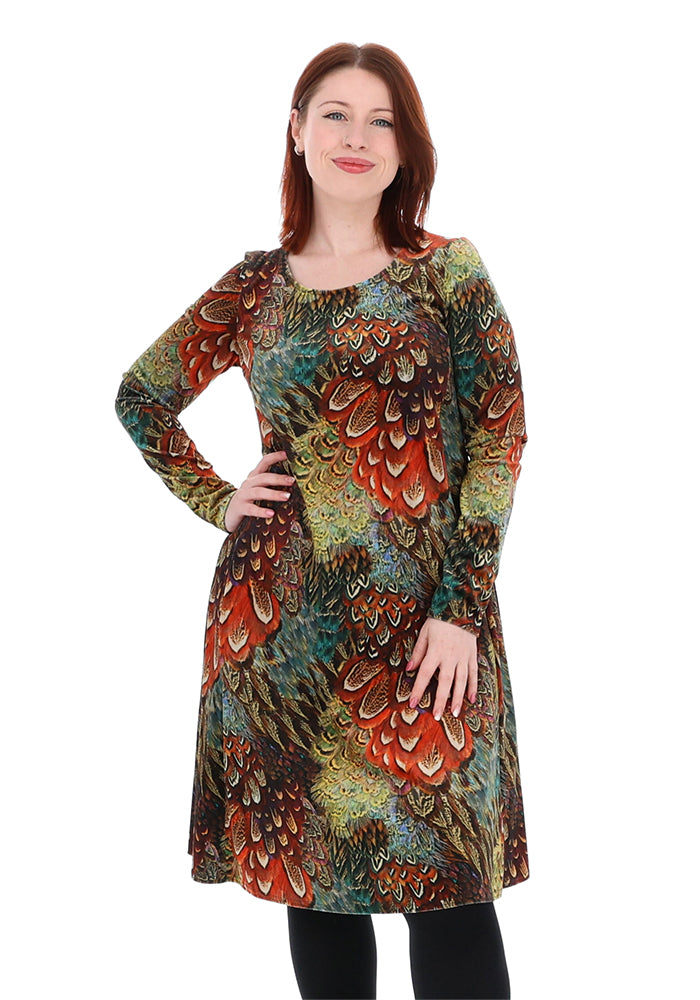 Kiria Brown Feature Print Trapeze Dress